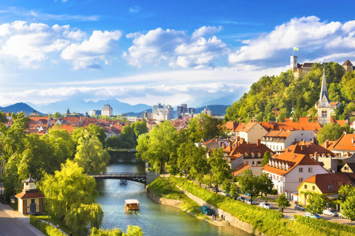 Cityscape of the Slovenian capital Ljubljana.